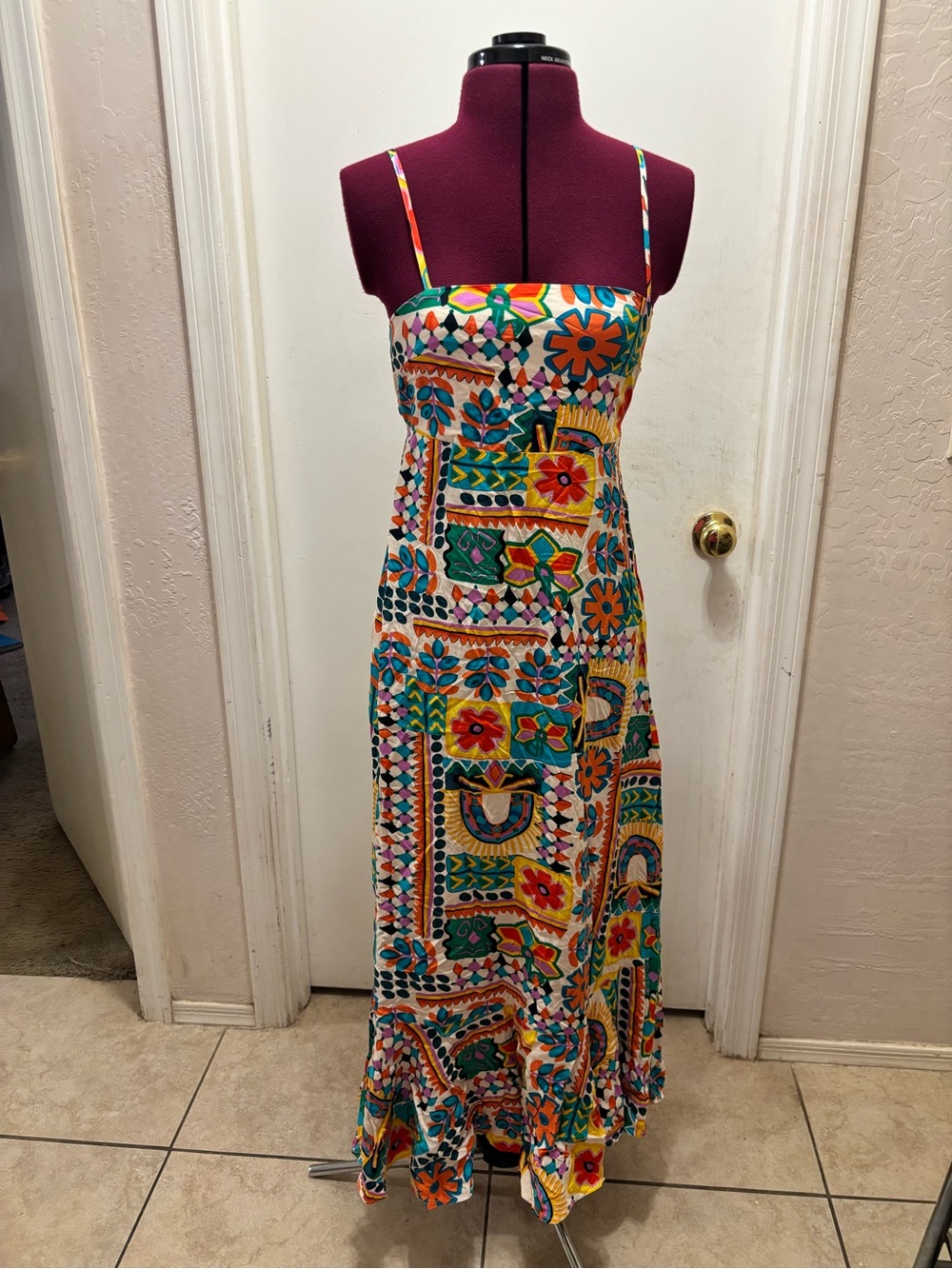 NWT Paper Heart Anthropologie Aztec Sunrise Maxi Dress, Size XS. 44 inches long